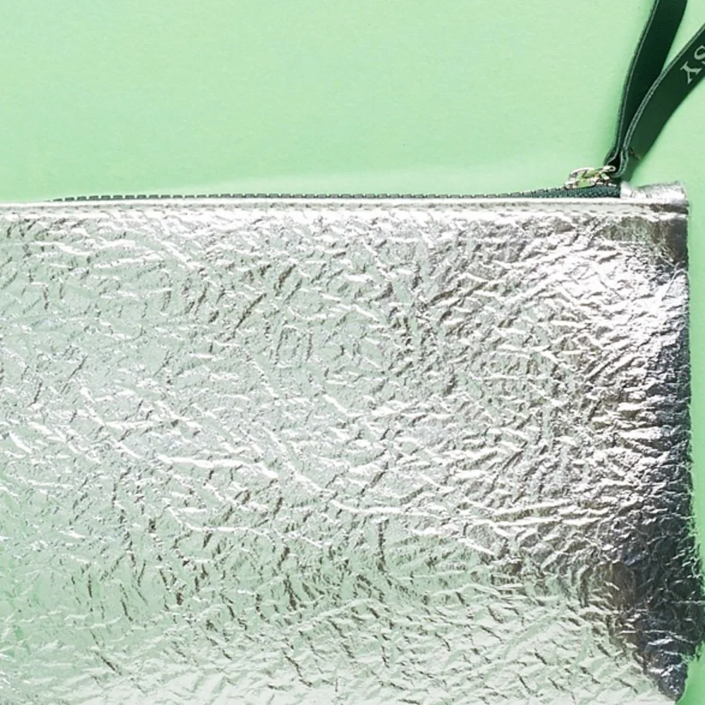 IPSY Silver Metallic Glam Cosmetics Clutch Bag